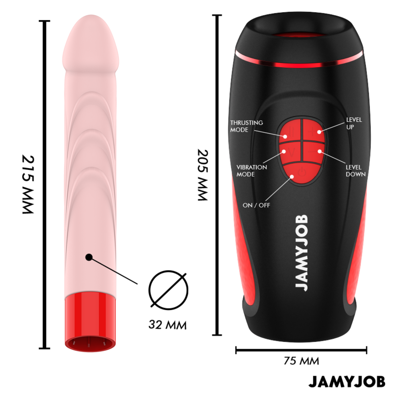 JAMYJOB - MASTURBADOR AUTOMÁTICO PYSTON BASE CON DILDO DE CONTROL REMOTO