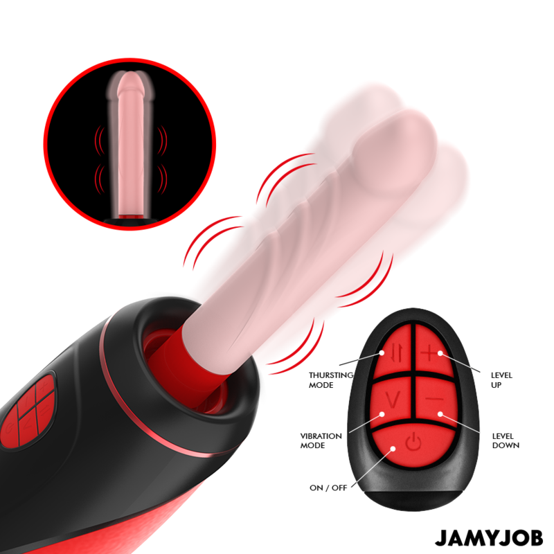 JAMYJOB - MASTURBADOR AUTOMÁTICO PYSTON BASE CON DILDO DE CONTROL REMOTO