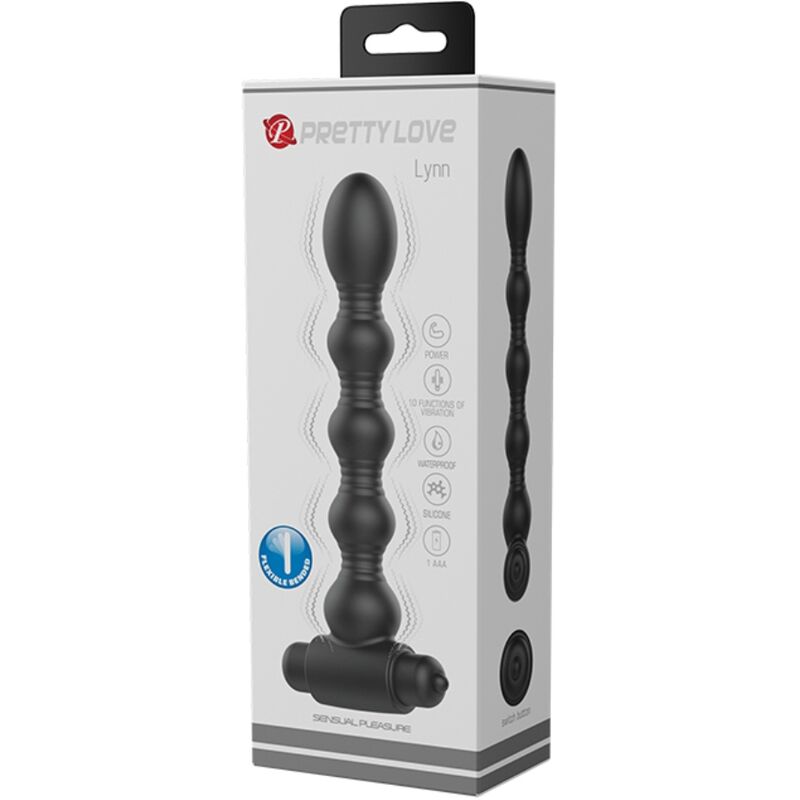 PRETTY LOVE - PLUG ANAL DE SILICONA LYNN 10 VIBRACIONES NEGRO