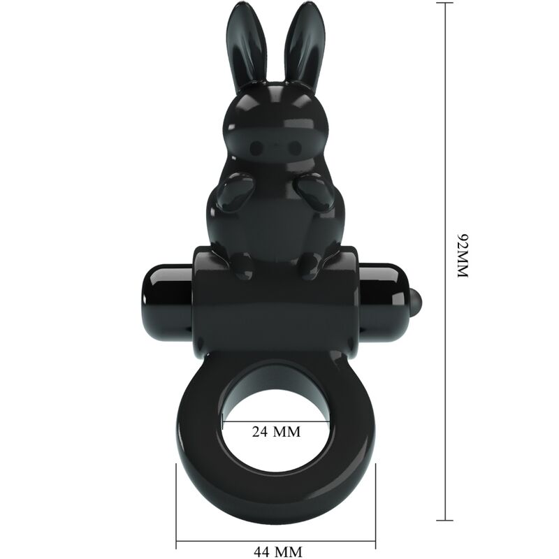 PRETTY LOVE - EMOCIONANTE ANILLO VIBRADOR CONEJO 10 VIBRACIONES NEGRO