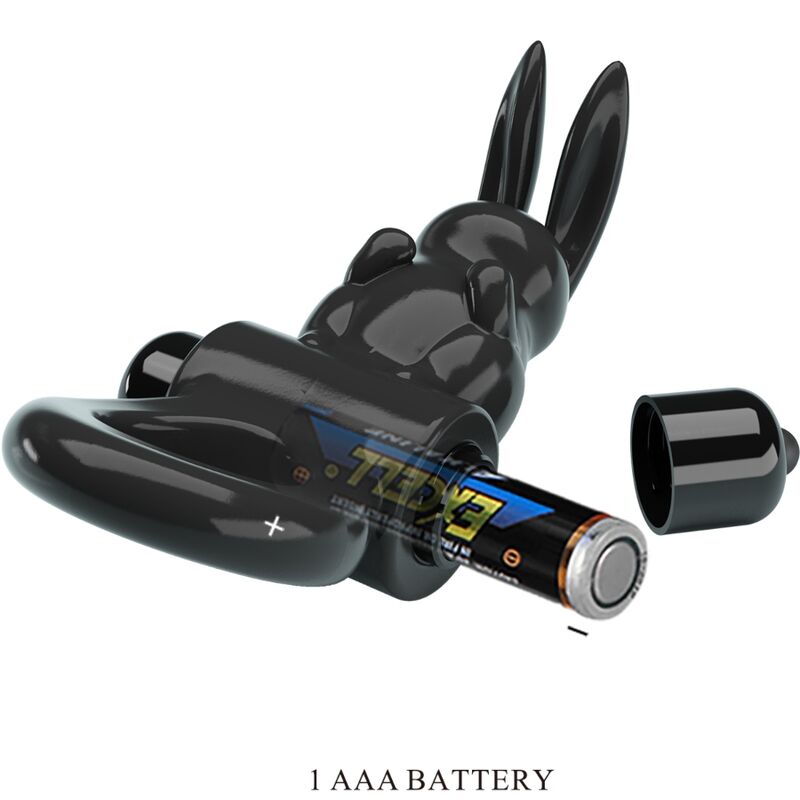 PRETTY LOVE - EMOCIONANTE ANILLO VIBRADOR CONEJO 10 VIBRACIONES NEGRO
