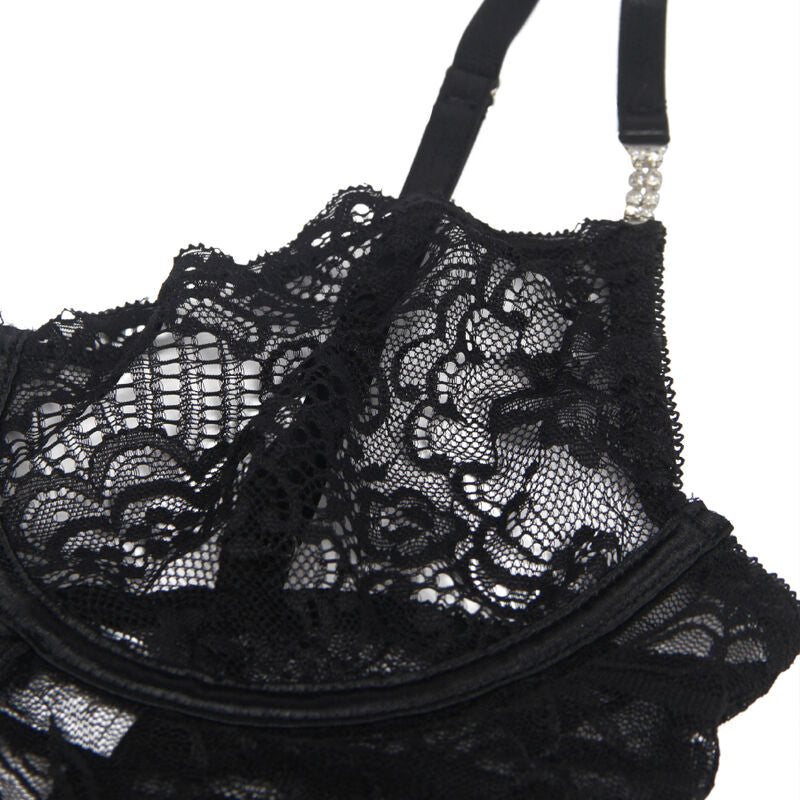 SUBBLIME - 954185 BABYDOLL DE ENCAJE NEGRO CON TIRANTES AJUSTABLES S/M