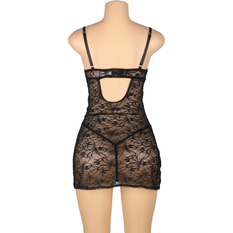 SUBBLIME - 954185 BABYDOLL DE ENCAJE NEGRO CON TIRANTES AJUSTABLES S/M