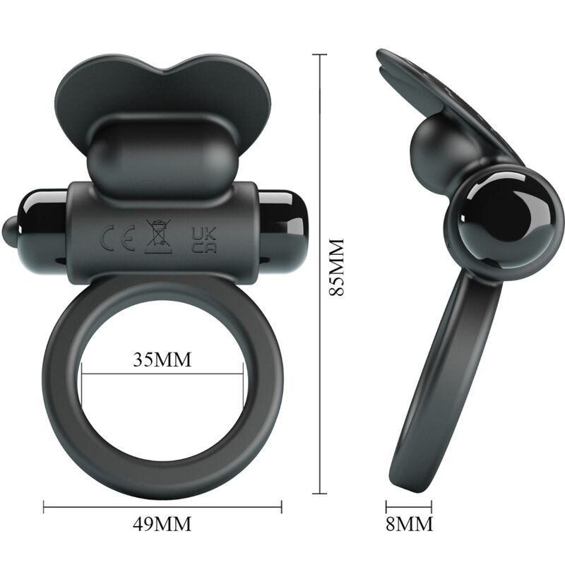 PRETTY LOVE - ANILLO VIBRADOR DEBONAIRE RABBIT 10 VIBRACIONES NEGRO