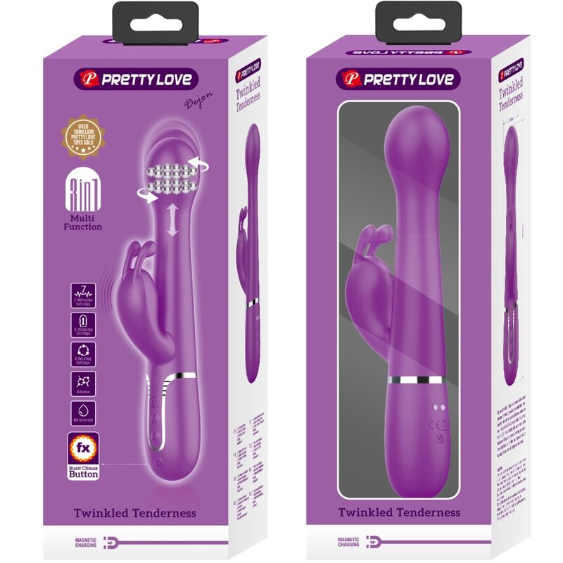 PRETTY LOVE - VIBRATEUR LAPIN MULTIFONCTION 3 IN 1 DEJON VIOLET