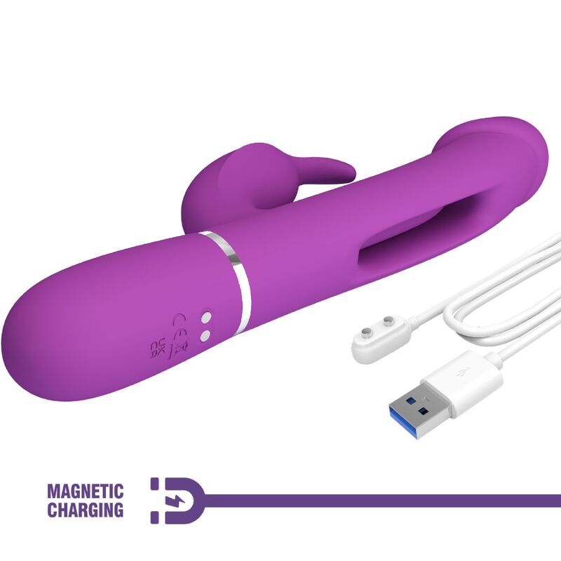 PRETTY LOVE - KAMPAS VIBRATEUR LAPIN MULTIFONCTION 3 IN 1 VIOLET