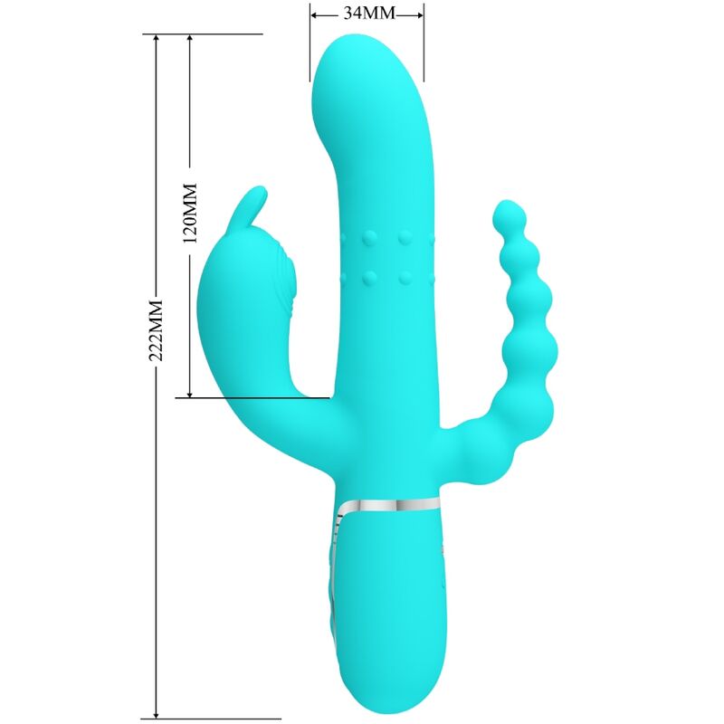 PRETTY LOVE - CAMMY 4 IN 1 VIBRATEUR MULTIFONCTION TRIPPLE RABBIT BLEU