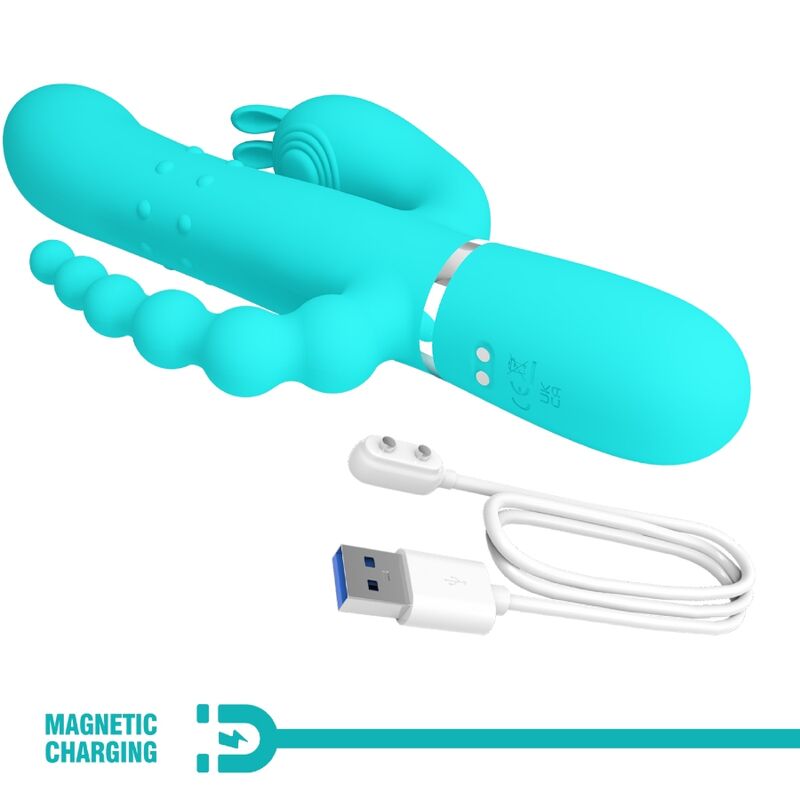 PRETTY LOVE - CAMMY 4 IN 1 VIBRATEUR MULTIFONCTION TRIPPLE RABBIT BLEU