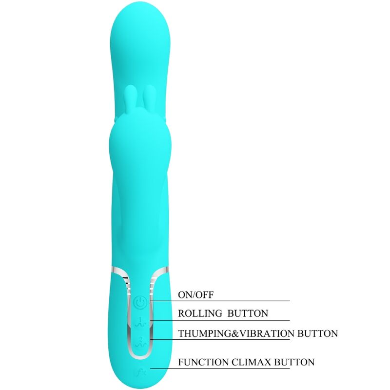 PRETTY LOVE - CAMMY 4 IN 1 VIBRATEUR MULTIFONCTION TRIPPLE RABBIT BLEU