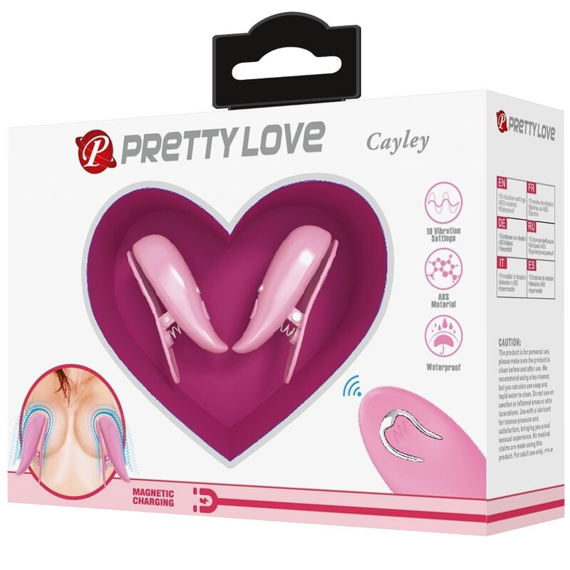 PRETTY LOVE - PINZAS PARA PEZONES CAILEY 10 VIBRACIONES CONTROL REMOTO ROSA