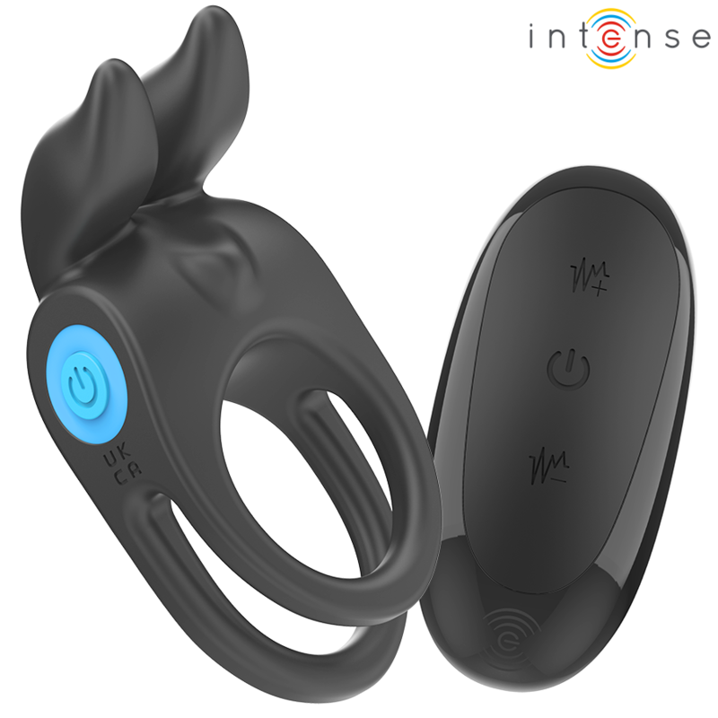 INTENSE - SAM ANILLO VIBRADOR DOBLE PARA EL PENE 10 VIBRACIONES NEGRO