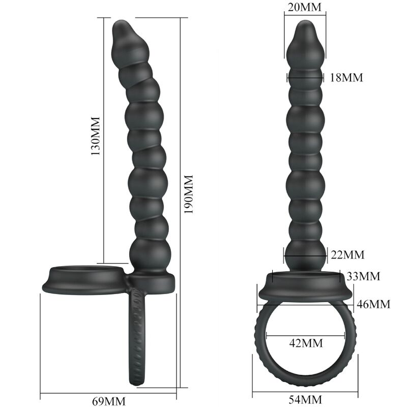 PRETTY LOVE - ANILLO DE DOBLE PENETRACIÓN DILLION BLACK
