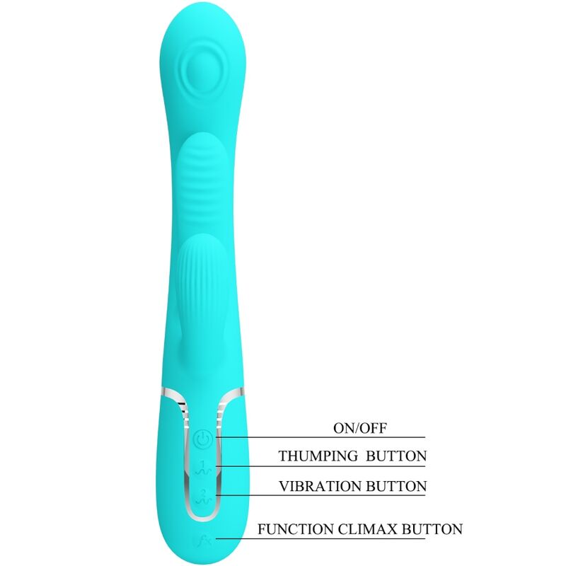 PRETTY LOVE - SHANIA TRIPLE RABBIT VIBRATEUR MULTIFONCTION 3 IN 1 BLUE