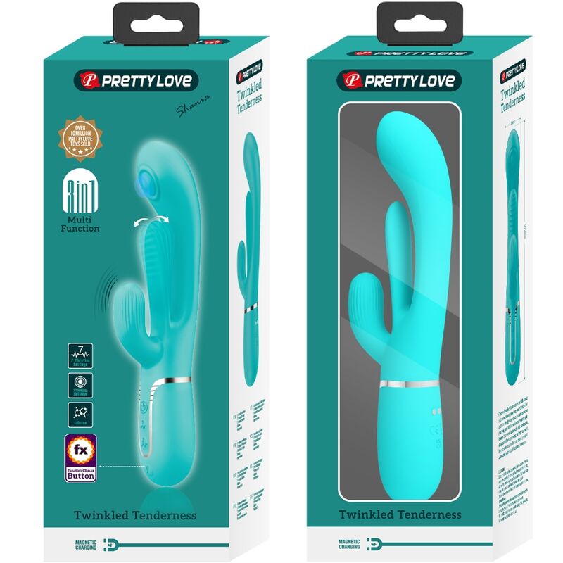 PRETTY LOVE - SHANIA TRIPLE RABBIT VIBRATEUR MULTIFONCTION 3 IN 1 BLUE