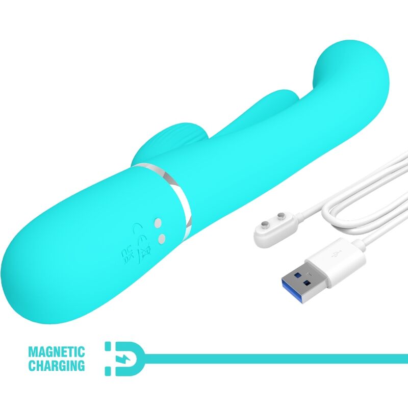 PRETTY LOVE - SHANIA TRIPLE RABBIT VIBRATEUR MULTIFONCTION 3 IN 1 BLUE