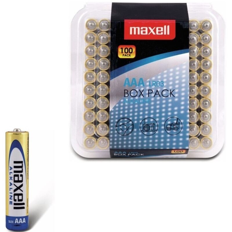 MAXELL - PAQUETE DE PILAS ALCALINAS AAA LR03*100 PILAS