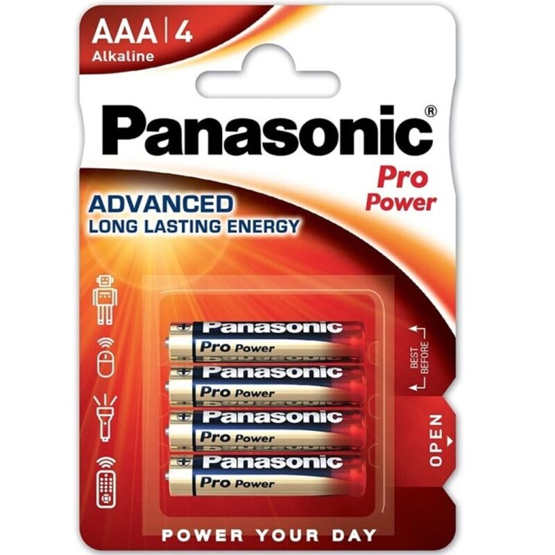 PANASONIC - PRO POWER AAA ALKALINE BATTERIES LR03 BLISTER*4
