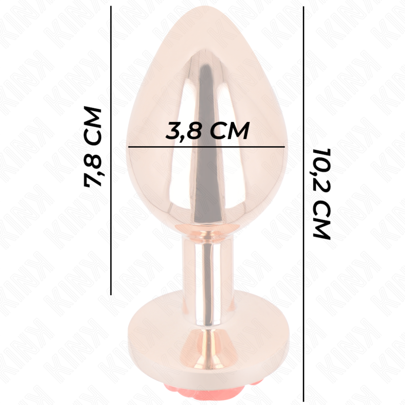 KINK - PLUG ANAL DE ORO ROSA CON ROSA ROJA L