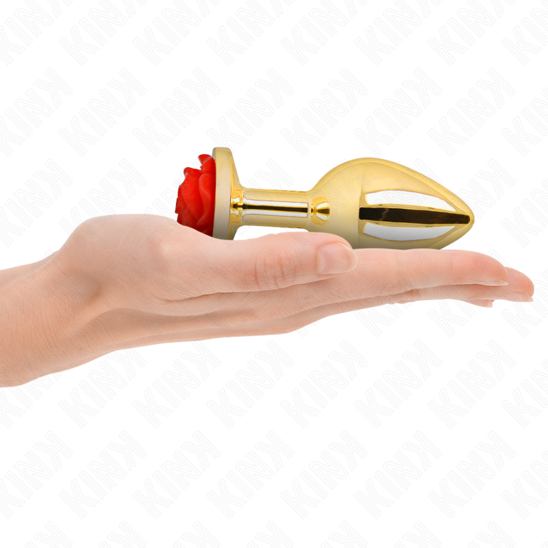 KINK - PLUG ANAL DE ORO ROSA ROJO TALLA L