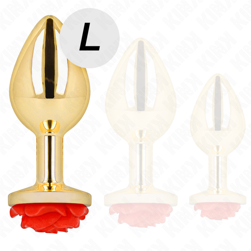 KINK - PLUG ANAL DE ORO ROSA ROJO TALLA L