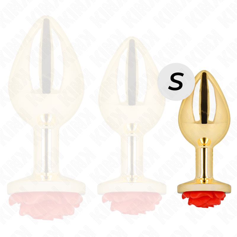 KINK - PLUG ANAL DE ORO ROSA ROJO TAMAÑO S