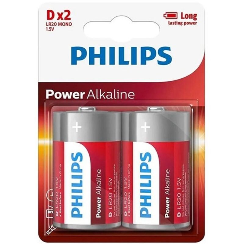 PHILIPS - POWER D ALKALINE BATTERY LR20 BLISTER*2