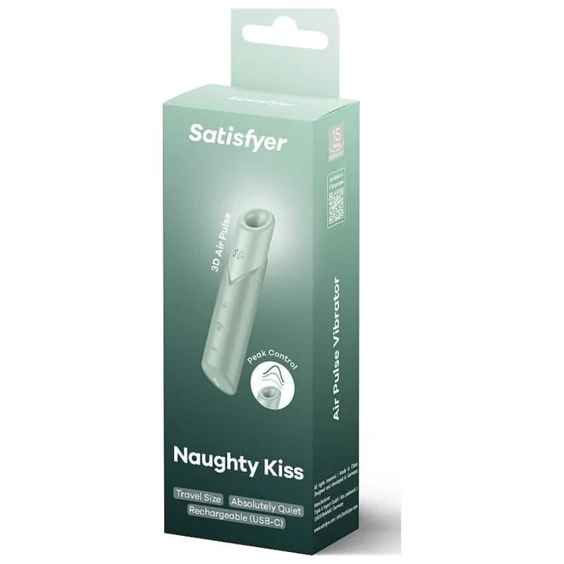 Boîte verte du Satisfyer Naughty Kiss Wave aigue-marine