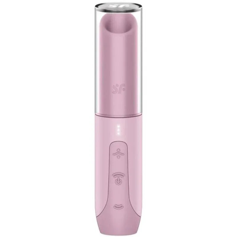 Satisfyer Secret Kiss Wave rose sous capuchon transparent, vue de face