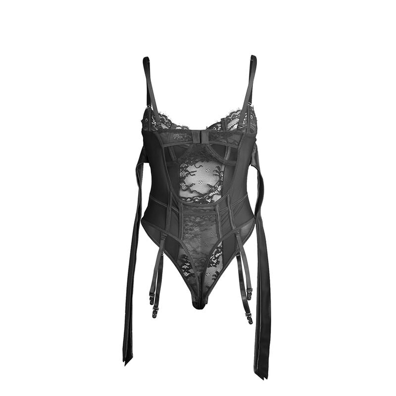 SUBBLIME - 955496 BODY IN DENTELLE AVEC NŒUDS ET JARRETELLES NOIR S/M