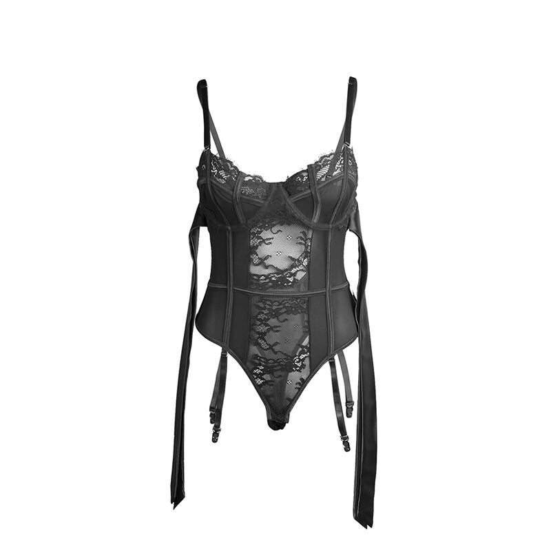SUBBLIME - 955496 BODY IN DENTELLE AVEC NŒUDS ET JARRETELLES NOIR S/M