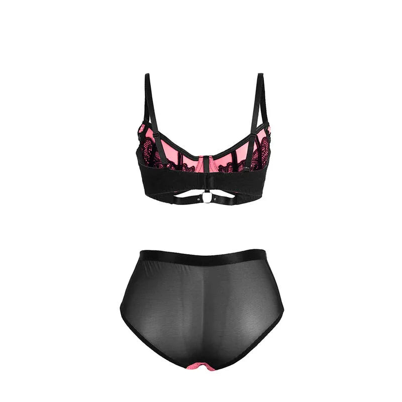 Subblime – 955571 Ensemble Soutien Gorge en Cuir Verni Rose avec Fermeture Éclair S / M