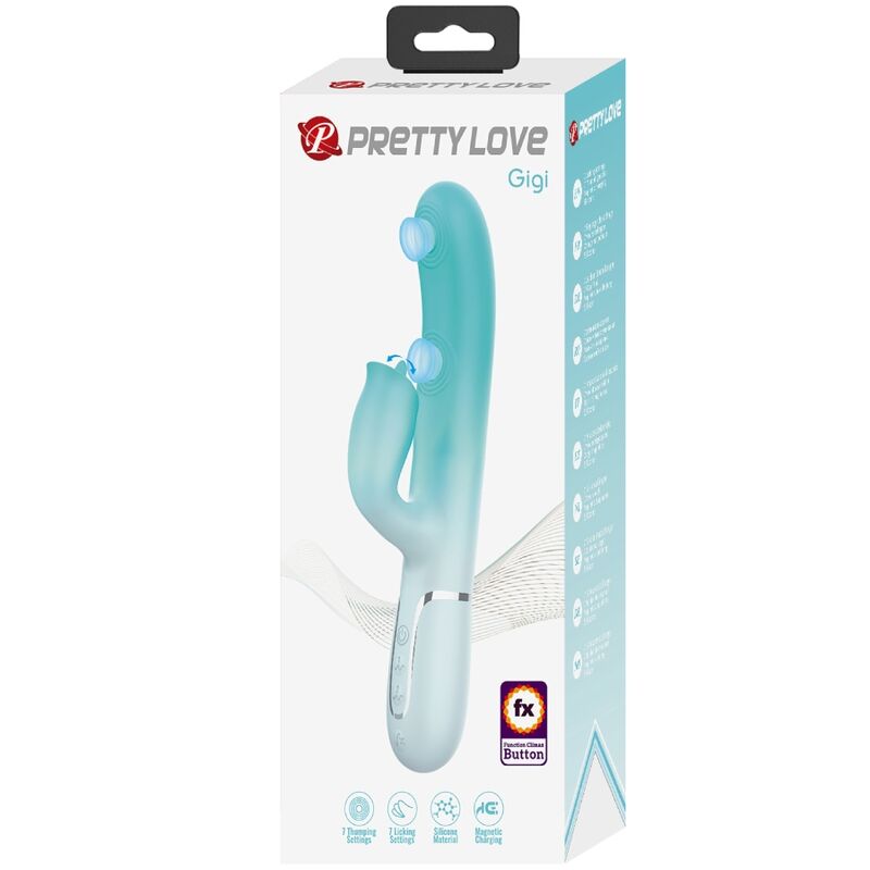 PRETTY LOVE - GIGI VIBRADOR CONEJO MULTIFUNCIONAL VERDE AGUA