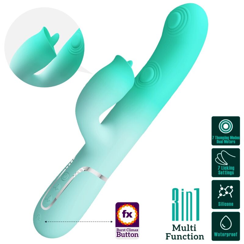 PRETTY LOVE - GIGI VIBRADOR CONEJO MULTIFUNCIONAL VERDE AGUA