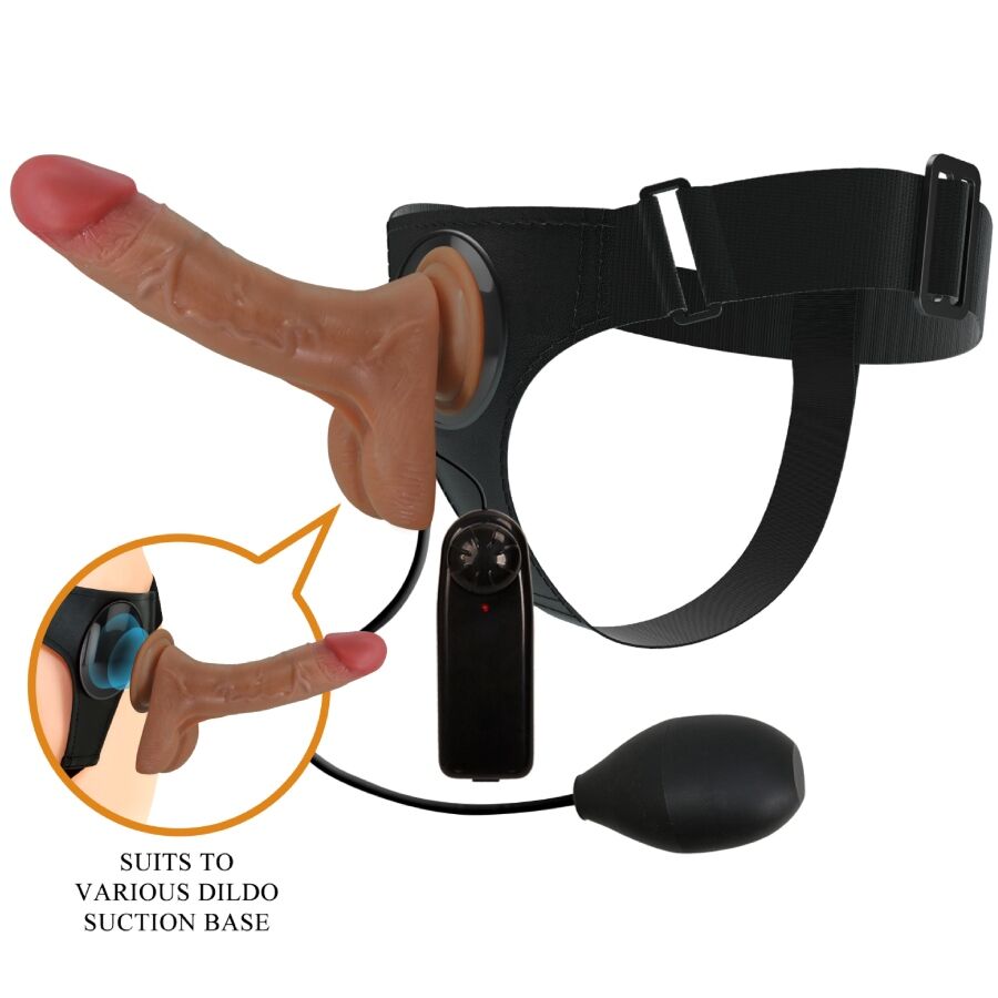 PRETTY LOVE - SLIP HARNAIS UNIVERSEL AVEC GODE VIBRANT ET SQUIRTING 15.5 CM MULATO