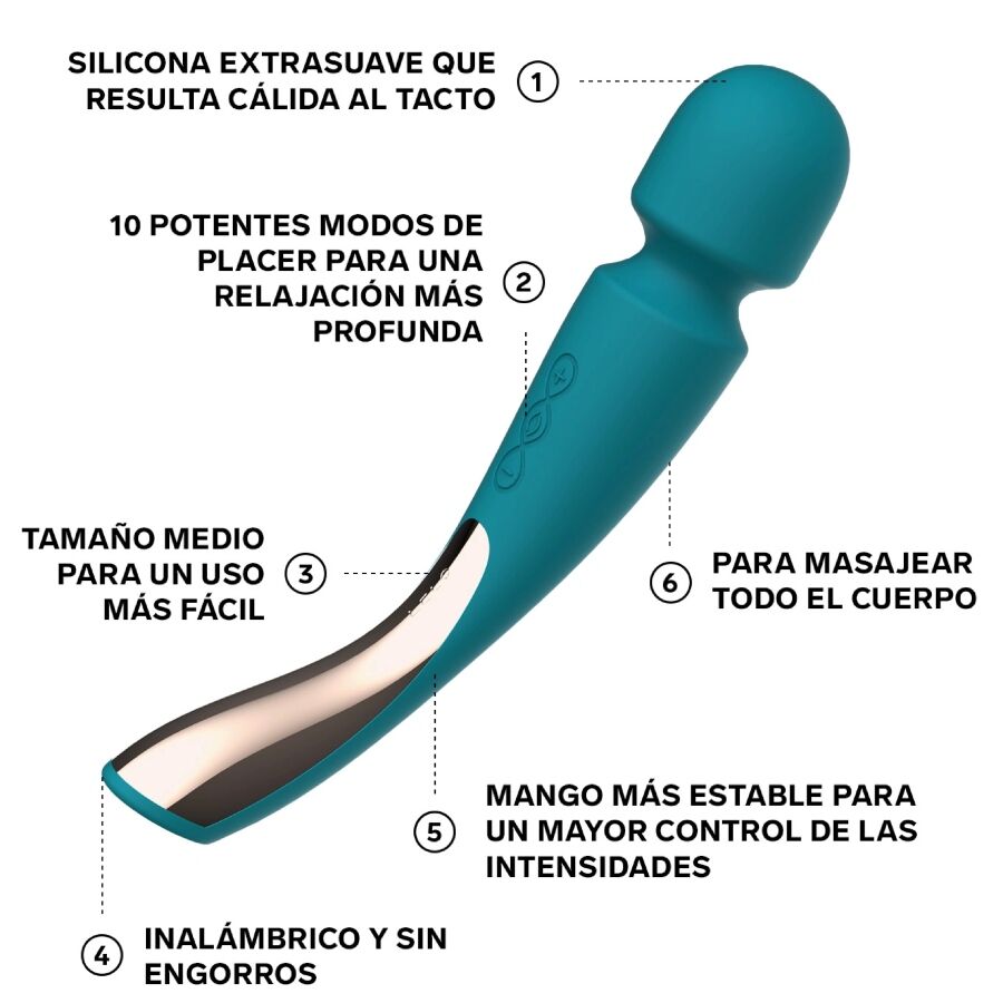 LELO - MASAJEADOR SMART MEDIUM WAND 2 AQUA