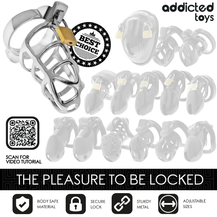 Addicted Toys Locked – Cage à Pénis en Métal avec Verrou Argent Taille S