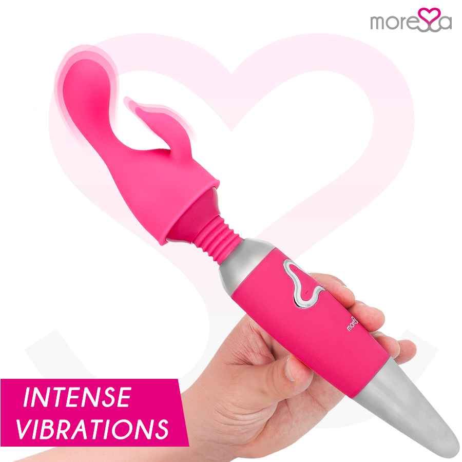 MORESSA - ODILON WAND POWERFUL MOTOR PLUS TWO PREMIUM SILICONE RECHARGEABLE HEADS