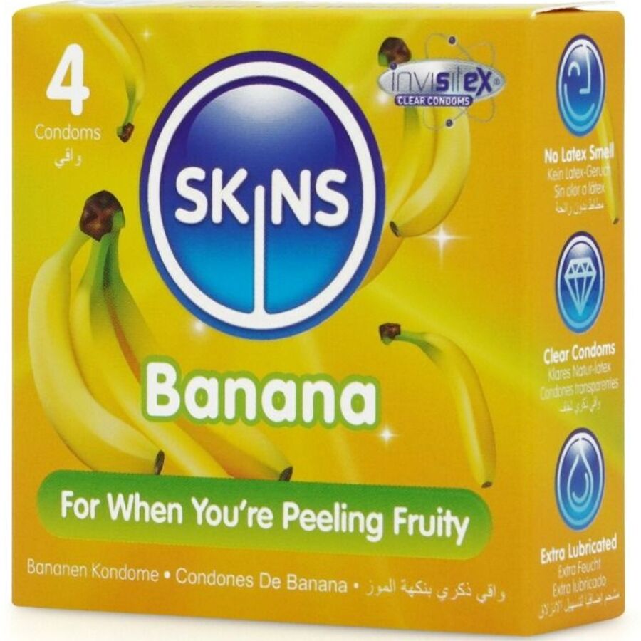 SKINS - PACK DE 4 PRÉSERVATIFS BANANE PREMIUM