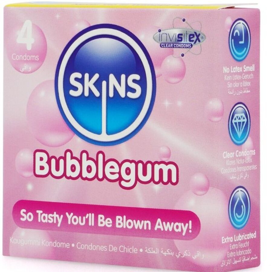 SKINS - PACK DE 4 PRÉSERVATIFS BUBBLEGUM PREMIUM