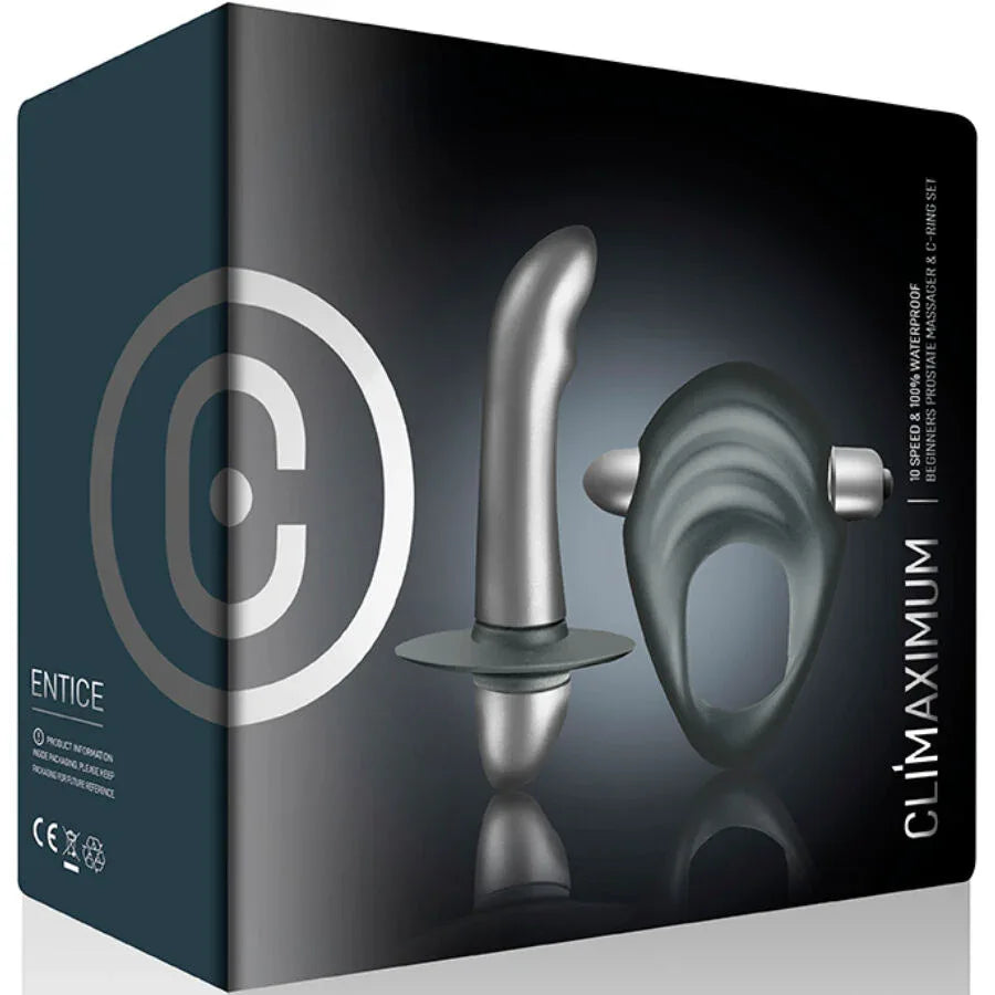 Climaximum – Kit Entice Anneau Pénitentiaire + Vibrateur Prostatique Débutants
