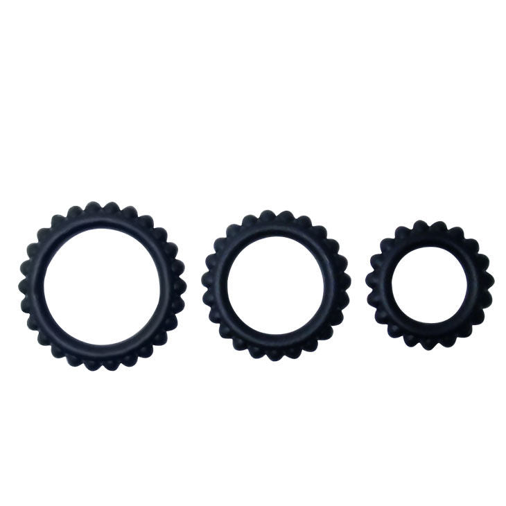 BAILE - TITAN SET 3 ANILLOS PARA EL PENE NEGRO 2.8 + 2.4 + 1.9 CM