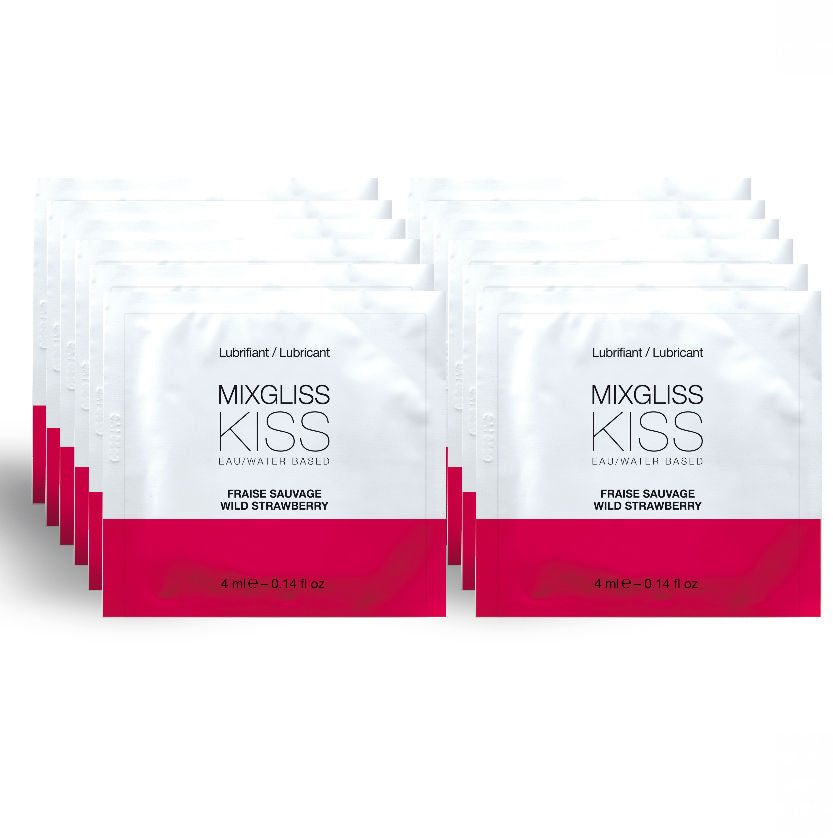 MIXGLISS - LUBRICANTE A BASE DE AGUA SABOR FRESA 12 MONODOSIS 4 ML