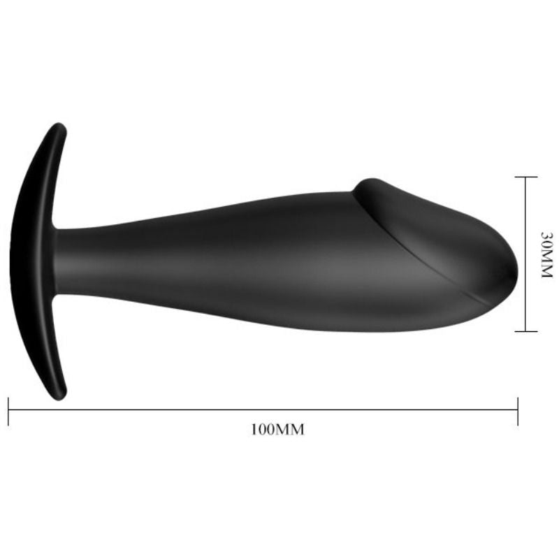 PRETTY LOVE - PLUG ANAL DE SILICONA NEGRO CON FORMA DE PENE