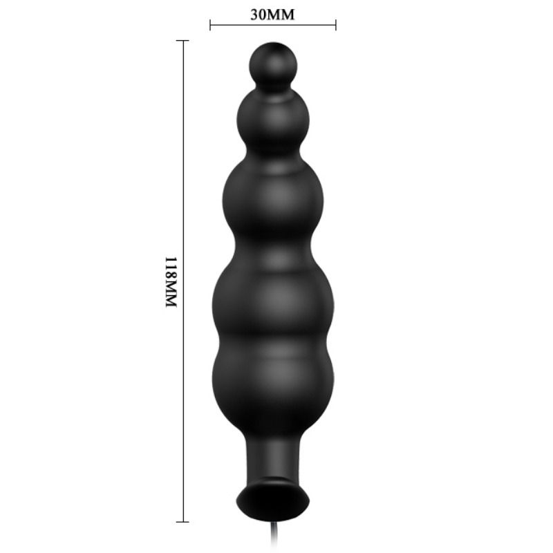 PRETTY LOVE - PLUG ANAL DE SILICONA CON ESTIMULACIÓN EXTRA Y 12 MODOS DE VIBRACIÓN NEGRO