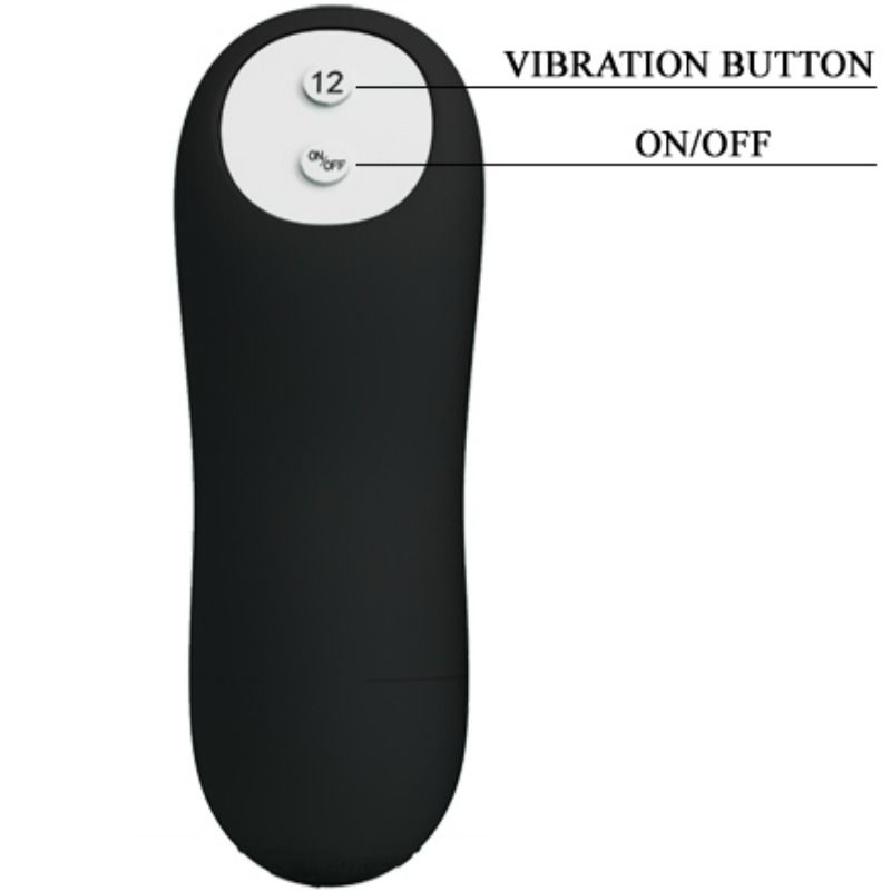 PRETTY LOVE - PLUG ANAL DE SILICONA CON ESTIMULACIÓN EXTRA Y 12 MODOS DE VIBRACIÓN NEGRO