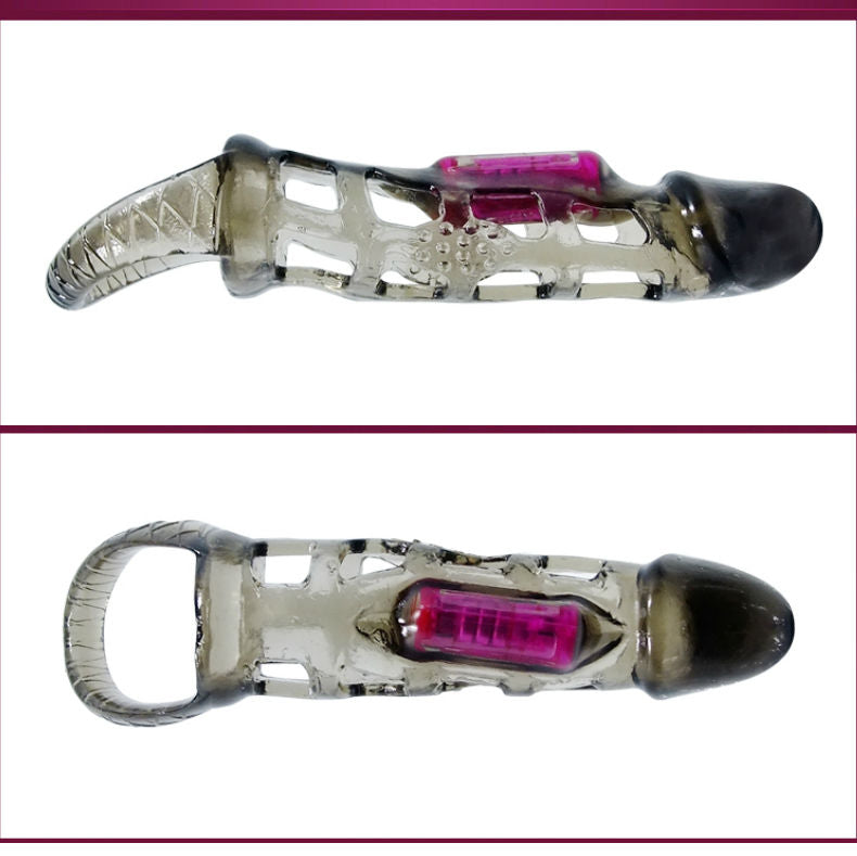 DANCE - MANCHON DEXTENSION DE PÉNIS DE AVEC VIBRATION ET SANGLE 13.5 CM