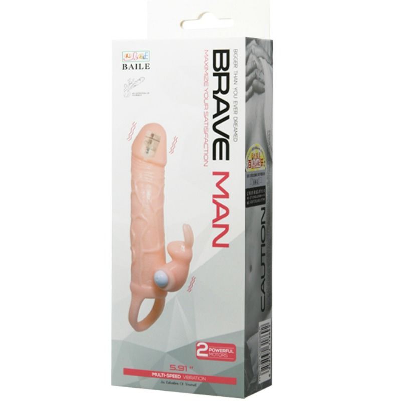 BAILE - FUNDA PARA PENE BRAVE MAN CON RABBIT FLESH Y DOBLE MOTOR 16,5 CM