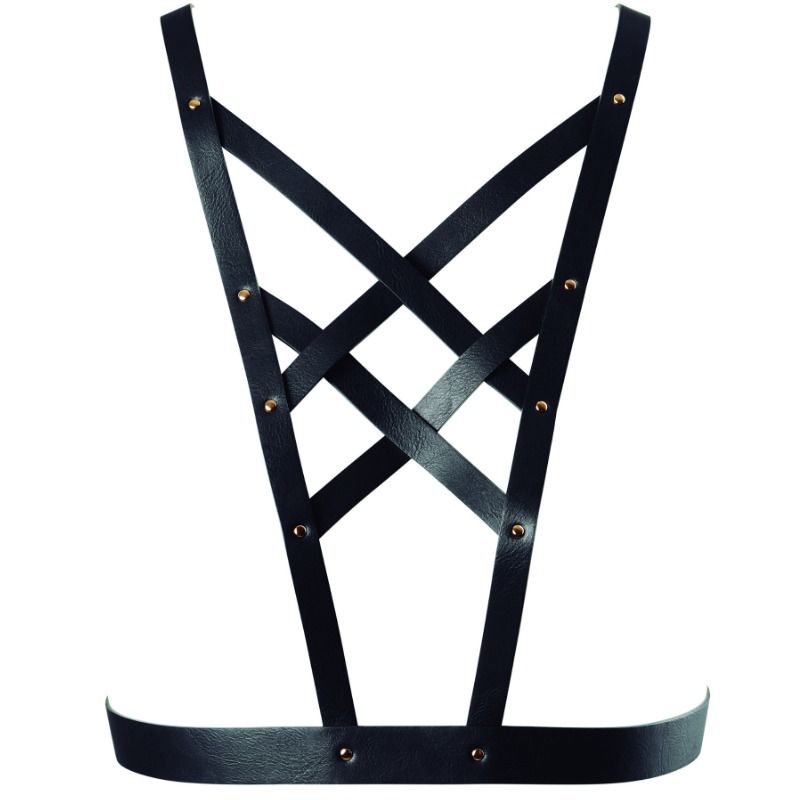 BIJOUX - ARNÉS CRUZADO INDISCRETS MAZE CON COLLAR NEGRO