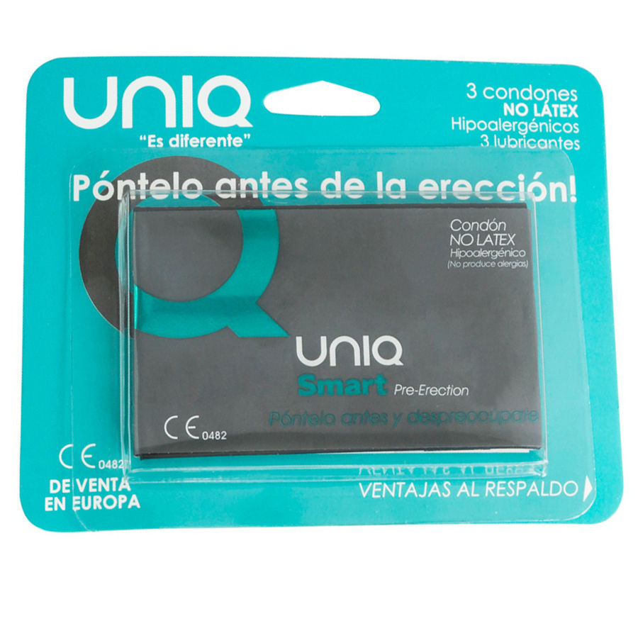 UNIQ - CONDONES PRE-ERECCIÓN INTELIGENTES SIN LÁTEX 3 UNIDADES