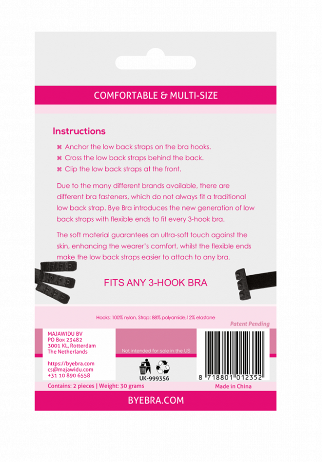 BYE-BRA - SOUTIEN-GORGE ADAPTATEUR À DOS OUVERT NOIR & BLANC